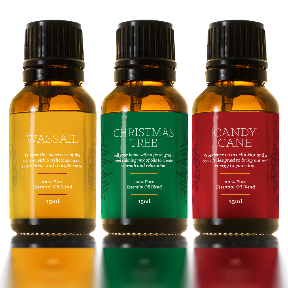 Holiday Essential Oil Blend Kit | Christmas Tree, Candy Cane and Wassail