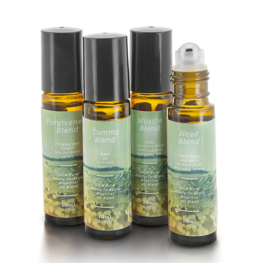 Pain Essential Oil Blends Roll-On Kit - Head, Tummy, Muscle & Head Blends