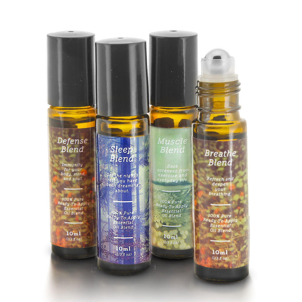 Top 4 Must-Have Essential Oil Roll-On Blend Kit | Defense, Breathe, Muscle and Sleep